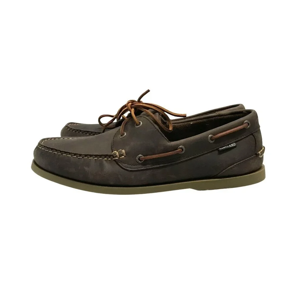 EASTLAND Mens 13/47 Sea Dog Boat Shoes Brown Waxed Leather NWOT